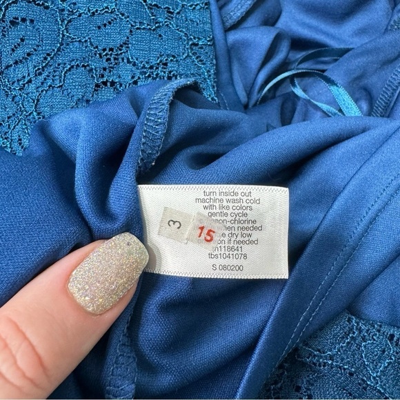 Lane Bryant Teal Blue Lace Overlay Midi A-Line Dress Size 26 - Picture 13 of 13